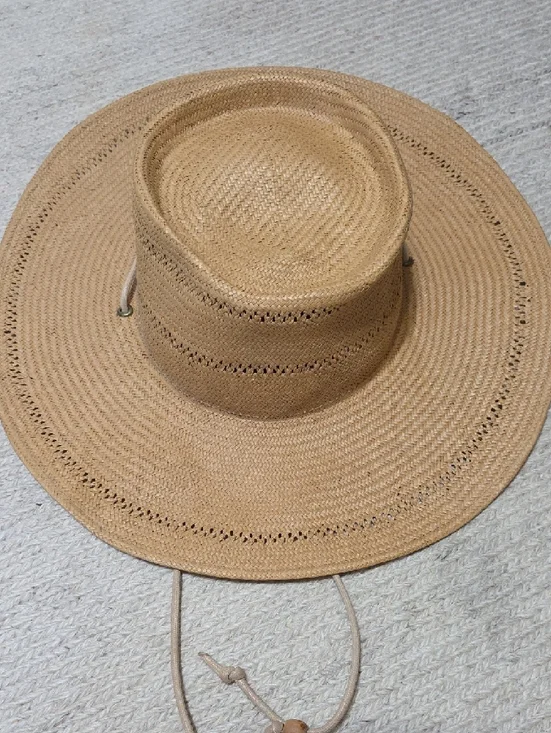 Straw Wide-Brim Boater Hat in Natural - Picture 3 of 8